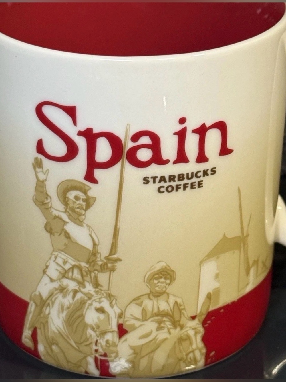 Starbucks Collector Series Spain Mug White Red Beige 16 fl oz EUC - Picture 2 of 8